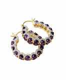 Royal Scalloped Gemstone Bali Hoops