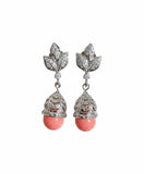 Botanical Bloom Cubic Zirconia Drop Earrings with Colorful Pearl Accents
