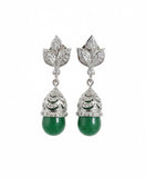 Botanical Bloom Cubic Zirconia Drop Earrings with Colorful Pearl Accents