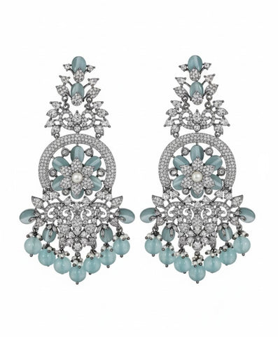 The Aqua Blossom Chandbali Drop