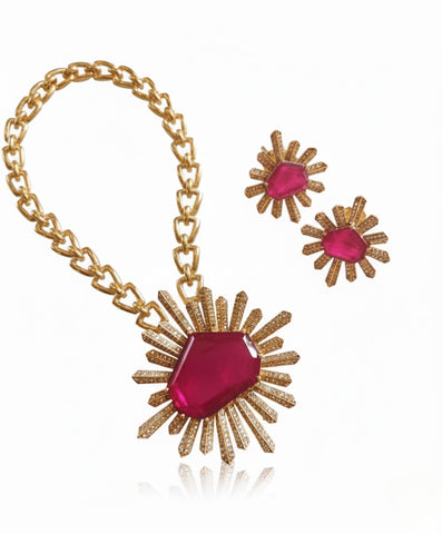 Fuschia Sunburst Statement Set