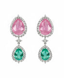 Tricolor Gemstone Drop Earrings