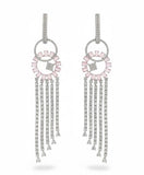 Aqua Crystal Fringe Chandelier Earrings