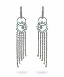Aqua Crystal Fringe Chandelier Earrings