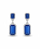 Aquamarine Emerald Cut Double Drop Earrings