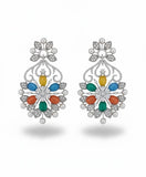 Navratna Cat's Eye Filigree Chandelier Earrings