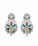 Navratna Cat's Eye Filigree Chandelier Earrings