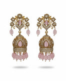Rose Quartz Kundan Jhumka Earrings