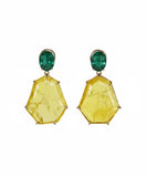 Royal Sapphire Emerald Cut Double Drop Earrings