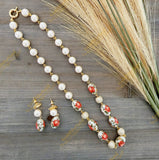 Saisha White gold Pendant Earrings Set
