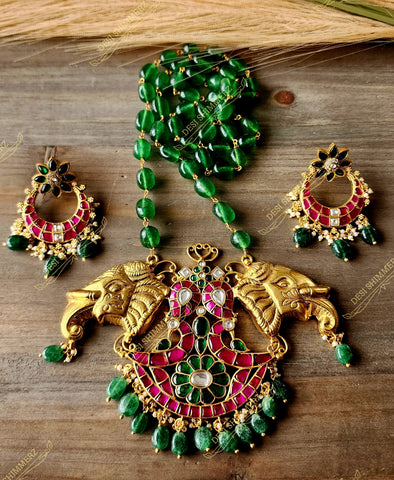 Gaja Bead Chain and earrings set