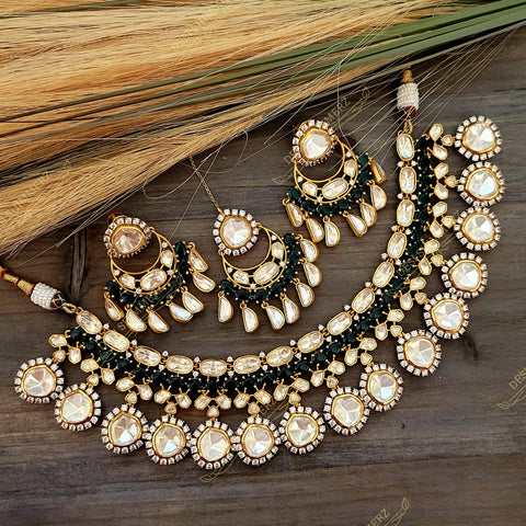 Amrita Premium Moissanite Kundan Necklace and Earring Set