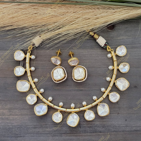 Amala Premium Moissanite Kundan Necklace and Earring Set