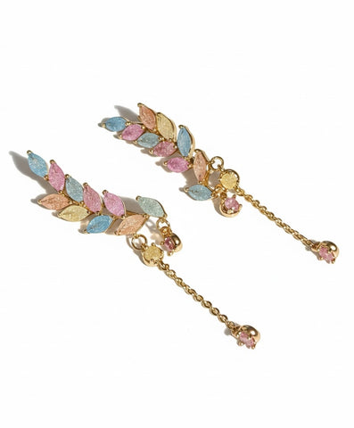Pastel Leaf Dangle Earrings