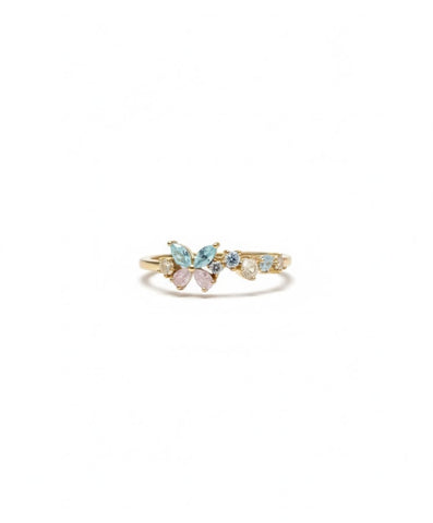 Pastel Butterfly Cluster Ring