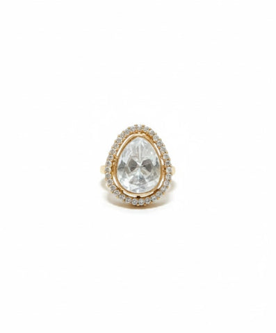 Pear Drop Halo Ring
