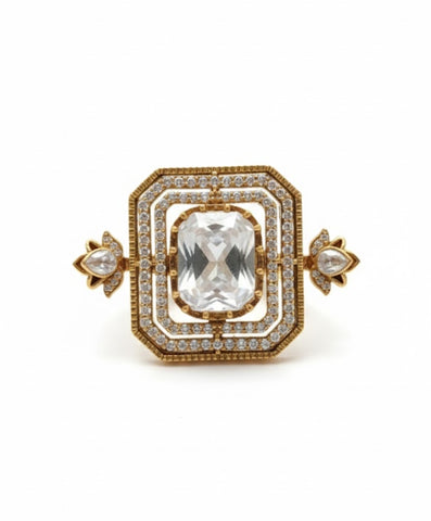 Grand Geometric Pave Ring
