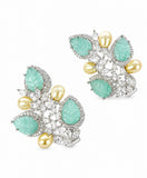 Pearl Leaf Crystal Earrings