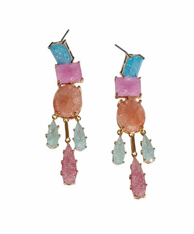 Abstract Pastel Drop Earrings