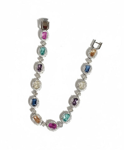 Multi-Color Halo Tennis Bracelet
