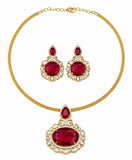 Royal Crystal Pendant Necklace Set