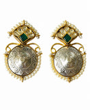 Royal Green Coin Pearl Earrings