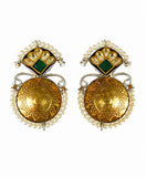 Royal Green Coin Pearl Earrings
