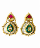 Kundan Meenakari Pearl Drop Earrings