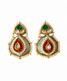 Kundan Meenakari Pearl Drop Earrings