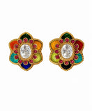Royal Navratna Floral Stud Earrings