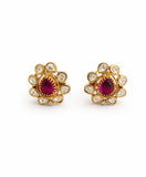Emerald Teardrop Kundan Stud Earrings