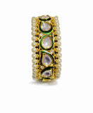 Emerald Noir Kundan Pearl Bangles