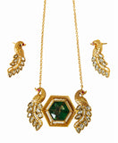 Royal Peacock Kundan Pendant Set