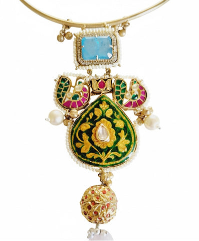 Emerald Meenakari Pendant