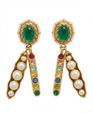 Navratna Pearl Drop Earrings