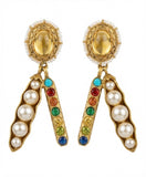 Navratna Pearl Drop Earrings