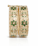 Emerald Bloom Pearl Bangles