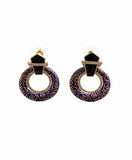 Royal Amethyst Enamel Hoop Earrings