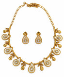 Multicolor Gold Plated Teardrop Necklace Set with Earrings