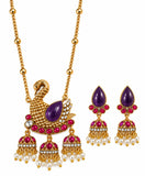 Peacock Design Multicolor Stone Necklace Set