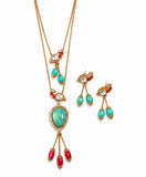 Elegant Multicolor Stone Necklace & Earrings Set