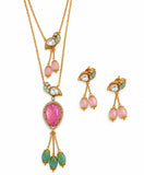 Elegant Multicolor Stone Necklace & Earrings Set