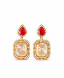 Elegant Emerald, Ruby & Pink Stone Statement Earrings