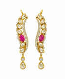 Emerald & Ruby Leaf Drop Earrings