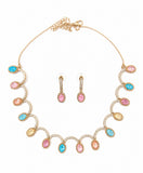 Multicolor Crystal Charm Necklace Set