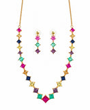 Multicolor Gemstone Necklace & Earring Set