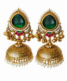 Emerald Pearl Jhumka Earrings