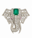 Elegant Elephant Crystal Brooch