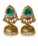 Emerald Pearl Jhumka Earrings
