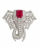 Elegant Elephant Crystal Brooch